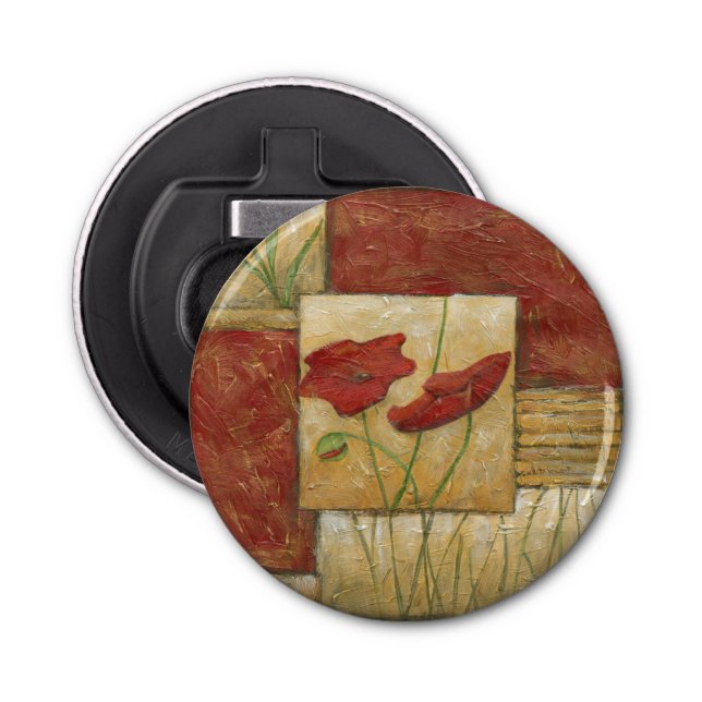 Abrebotellas Pintura floral con pinceladas de cepillo visibles (Anverso)