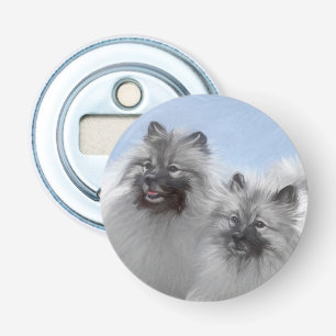 Abrebotellas Pintura original de pareja de Keeshond arte animal