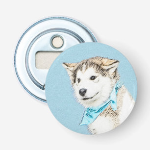Abrebotellas Pintura siberiana Husky de pipa - Arte original de