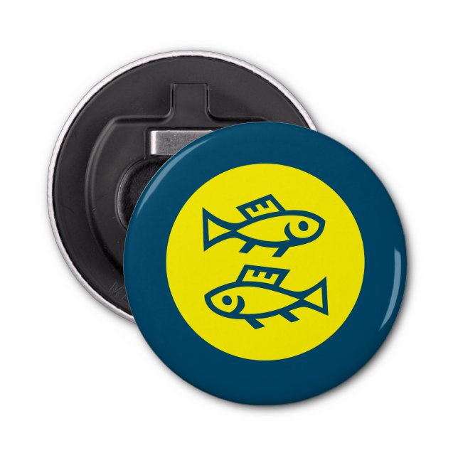 Abrebotellas Pisces Horoscopio Amarillo Azul Moderno Minimalist (Anverso)
