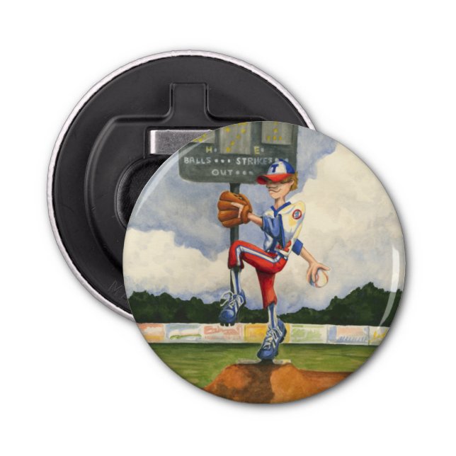 Abrebotellas Pitcher de béisbol en Mound por Jay Throckmorton (Anverso)