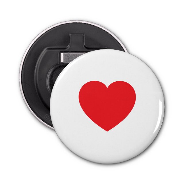 Abrebotellas Plain Modern White Red Love Heart Graphic (Anverso)