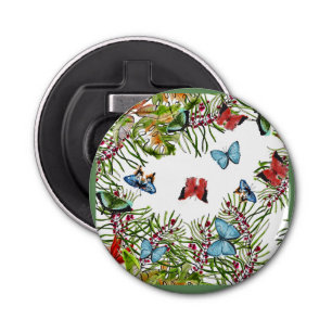 Abrebotellas Plantas tropicales Mariposas Berries Azul Rojo