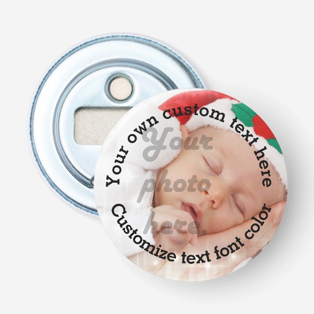 Abrebotellas Plantilla personalizada del texto y de la foto (Anverso)