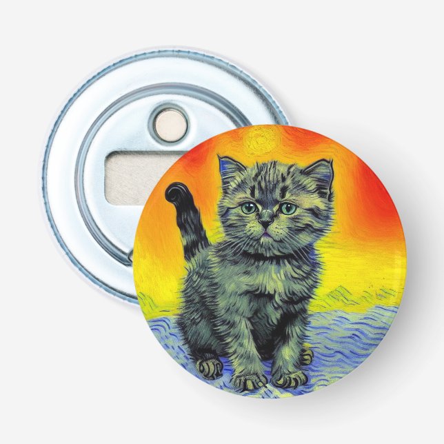 Abrebotellas Playa de Sunset Cat Style Van Gogh (Anverso)