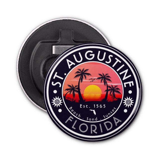 Abrebotellas Playa St Augustine Florida Sunset Beach Palm Tree (Anverso)