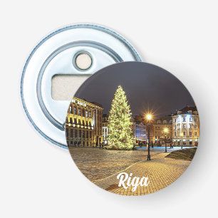 Abrebotellas Plaza Cúpula con árbol de Navidad en Riga