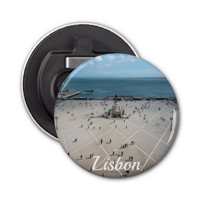 Abrebotellas Plaza de Comercio desde arriba en Lisboa, Portugal (Anverso)