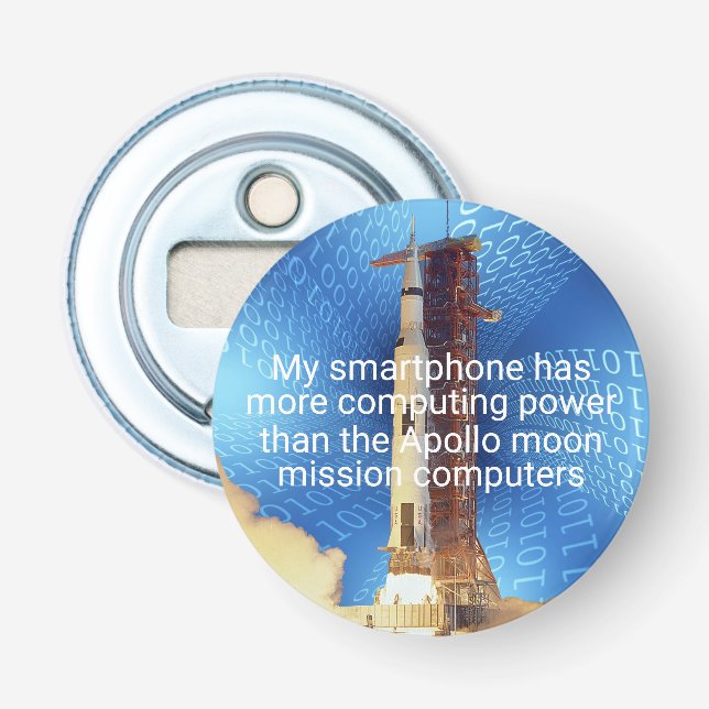 Abrebotellas Poder informático Apolo 11 (Anverso)