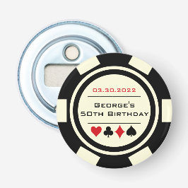 Abrebotellas Poker Chip Casino Black Cream White Birday