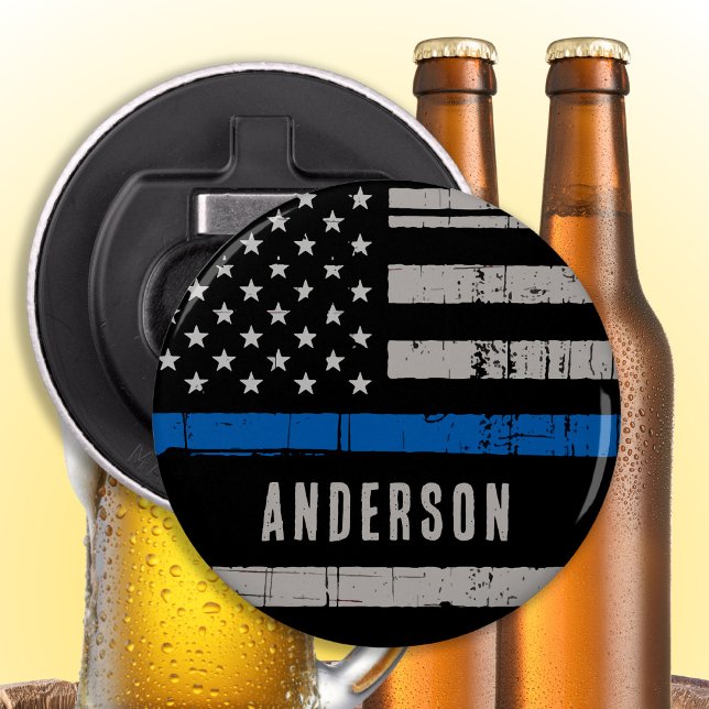 Abrebotellas Policía de Línea Azul delgada personalizada (Subido por el creador)