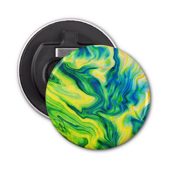 Abrebotellas Pour acrílica, azul, verde, amarillo / (Anverso)