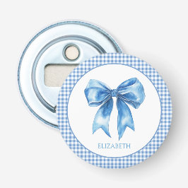 Abrebotellas Preppy Blue y White Gingham y Bow