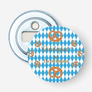 Abrebotellas Pretzels personalizados de Oktoberfest bávaro azul