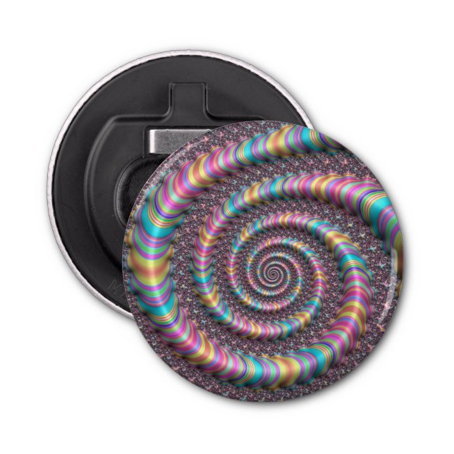 Abrebotellas Psicodélico Rainbow Unicorn Funky Nautilus Fractal (Anverso)