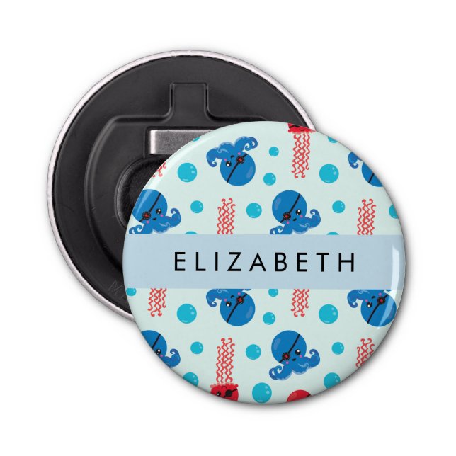 Abrebotellas Pulpo pirata, medusa pirata, mar, tu nombre (Anverso)