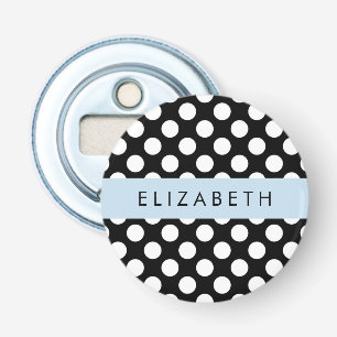 Abrebotellas Puntos de Polka blancos y negros, punteados, tu no