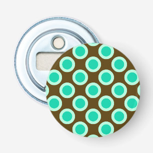Abrebotellas Puntos retro en círculo, marrón y turquesa