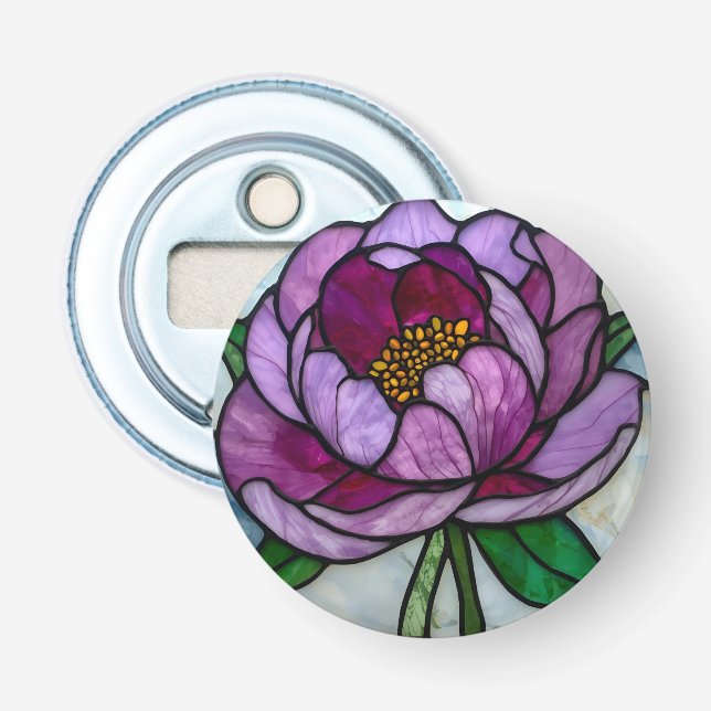 Abrebotellas Purple Peony Stained Glass (Anverso)