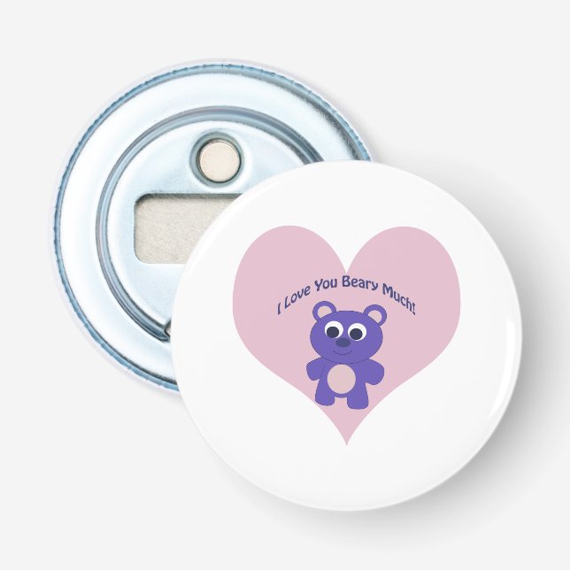 Abrebotellas Púrpura te amo Beary Mucha! (Anverso)