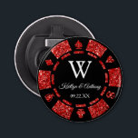 Abrebotellas Purpurina Rojo Poker Chip Casino Wedding Party Fav<br><div class="desc">Celebre con estilo con este abridor de botellas de póquer de moda. El diseño es fácil de personalizar con tu propia redacción y tu familia y amigos estarán encantados cuando reciban este fabuloso favor de fiesta.</div>