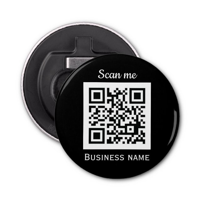 Abrebotellas QR Code Business Logo Profesional Negro Moderno (Anverso)