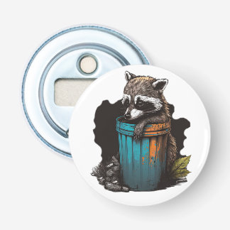 Abrebotellas Raccoon trash panda con su cubo de basura