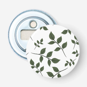 Abrebotellas Ramas de follaje con hojas verdes sobre blanco