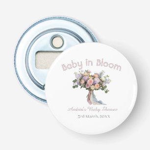 Abrebotellas ramo floral baby en flor baby shower retro rosa
