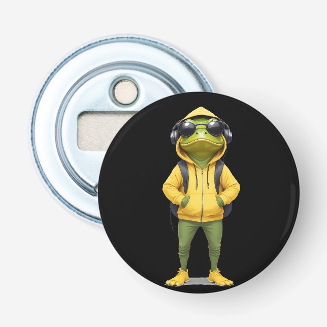 Abrebotellas Rana con Hoodie Carácter animal divertido de Guay (Anverso)