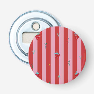 Abrebotellas raya roja y rosa, diseño atrevido con fresas