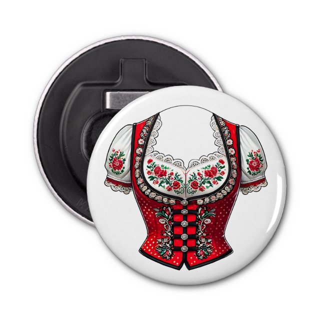 Abrebotellas Red Dirndl Top For Folk Festival (Anverso)