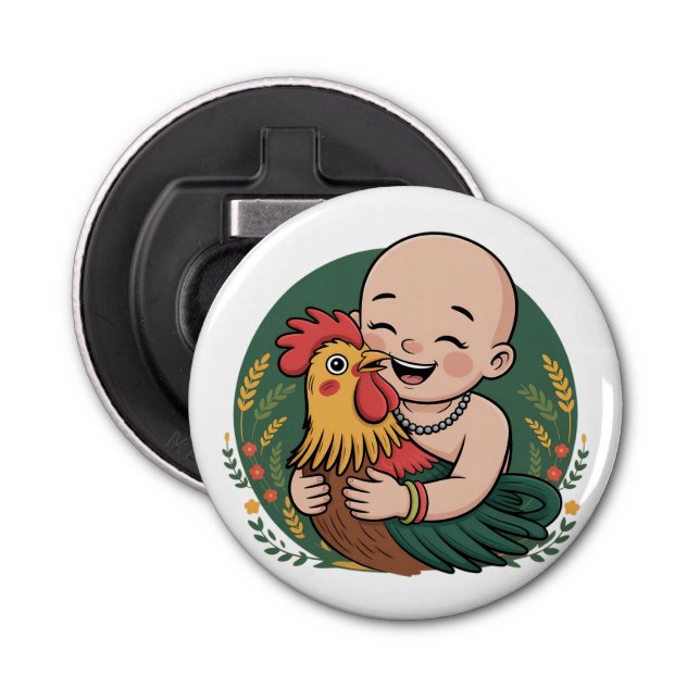 Abrebotellas redondo | Chloe Baby Abraza El Rooste (Anverso)