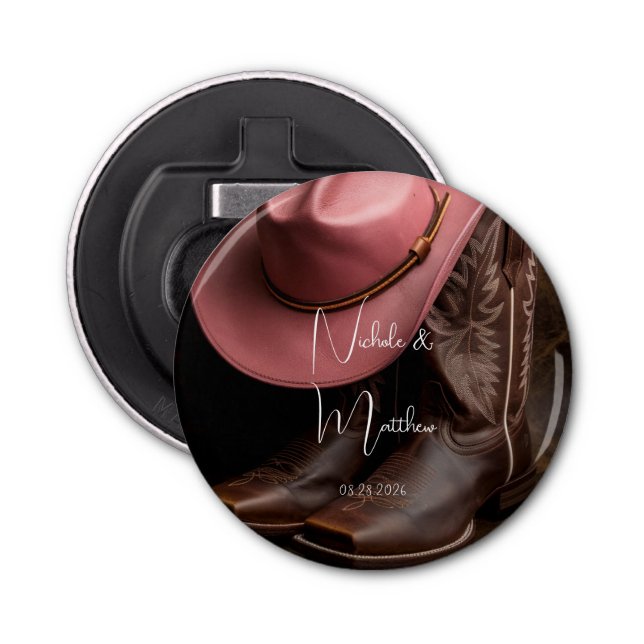 Abrebotellas Regalo de Boda de Romance Rústico (Anverso)