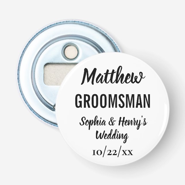 Abrebotellas Regalo de Boda del partido de bachillerato moderno (Anverso)