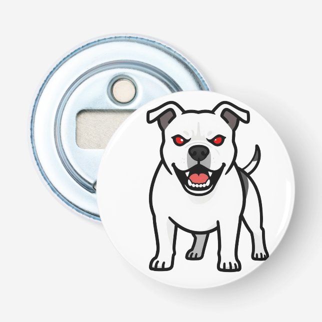 Abrebotellas Regalo de perro de dibujos animados Pitbull blanco (Anverso)