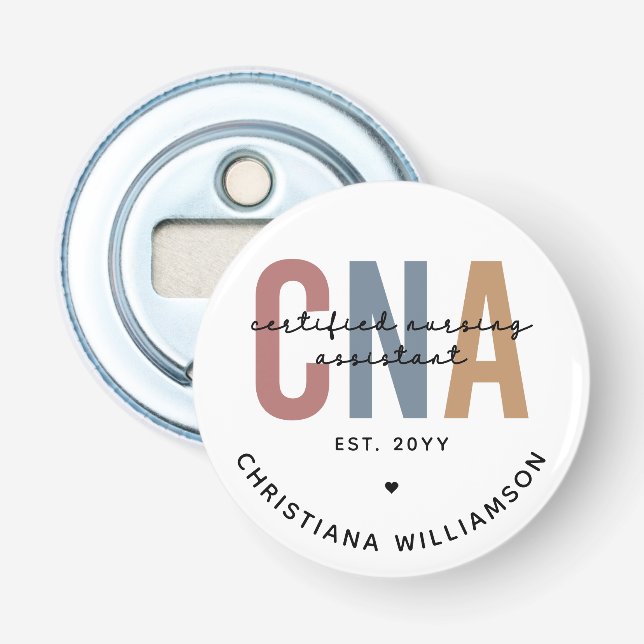 Abrebotellas Regalos de Auxiliar de Enfermería Certificados por (Anverso)