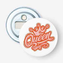 Abrebotellas Reina con corona, diseño de tipografía