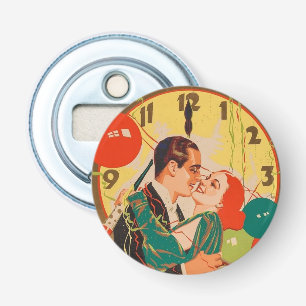 Abrebotellas Reloj de beso de Nochevieja Art Déco vintage