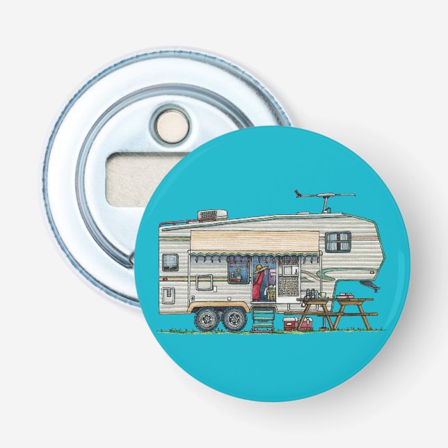 Abrebotellas Remolque lindo del viaje del campista de la quinta (Anverso)