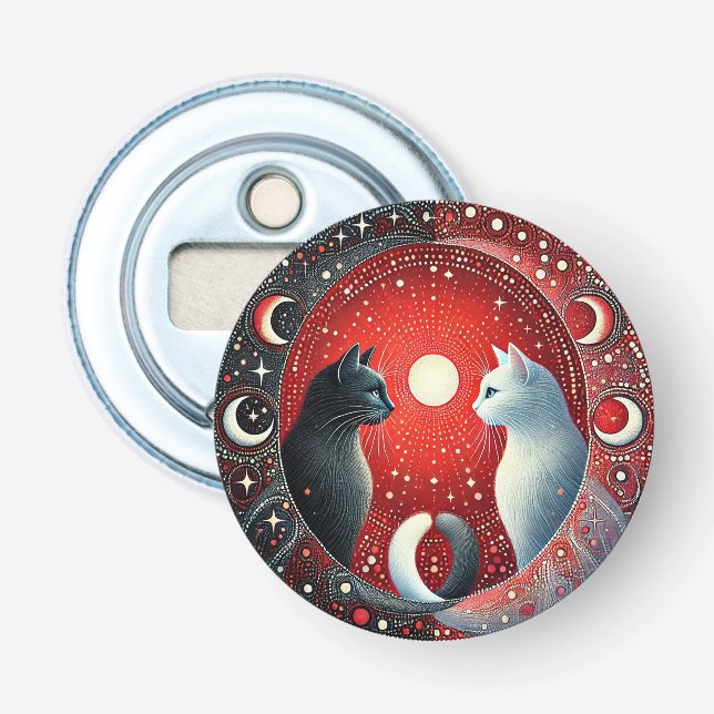 Abrebotellas Representación artística de gatos Yin y Yang (Anverso)