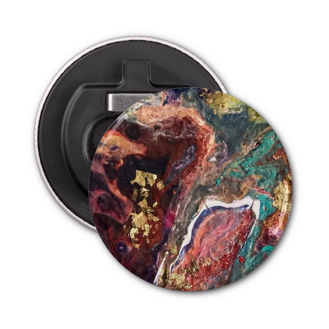 Abrebotellas Resumen de flores mágicas oro rosa (Anverso)