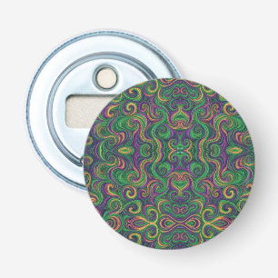 Abrebotellas Resumen de los giros del Mardi Gras verde morado