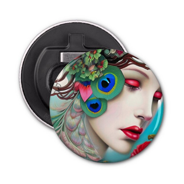 Abrebotellas Resumen de los labios rojos y los Rosas del pavo r (Anverso)