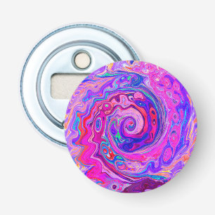 Abrebotellas Resumen retro púrpura y Naranja Groovy Swirl