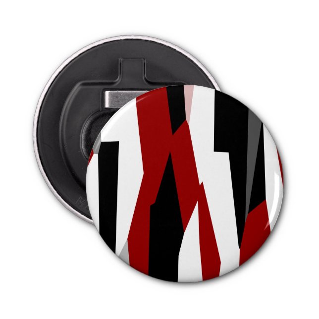 Abrebotellas Resumen rojo en blanco y negro (Anverso)