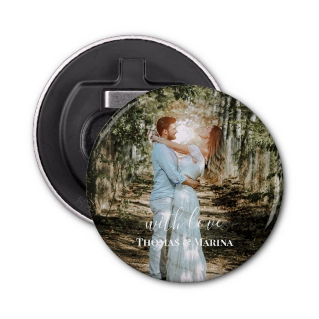 Abrebotellas Retrato Boda personalizado caligrafía moderna (Anverso)