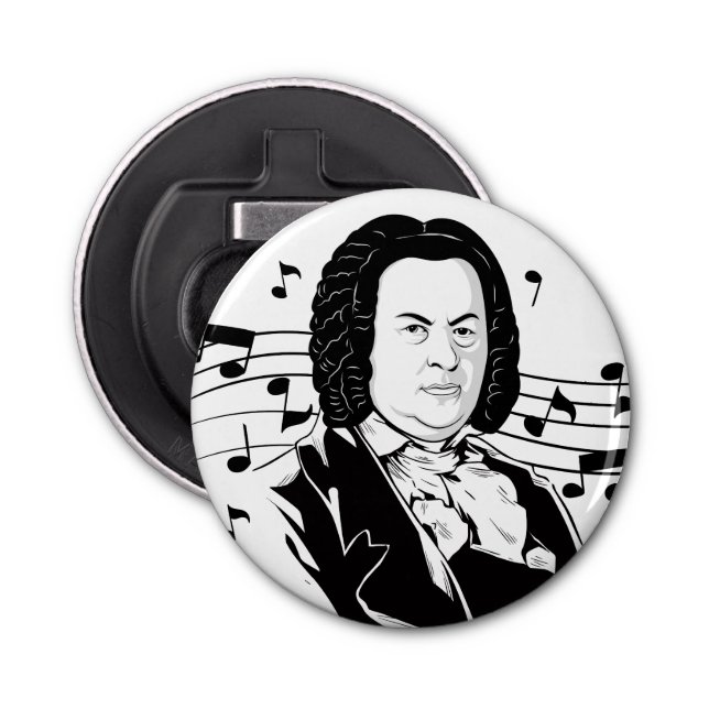 Abrebotellas Retrato de Johann Sebastian Bach / Bust con notas (Anverso)