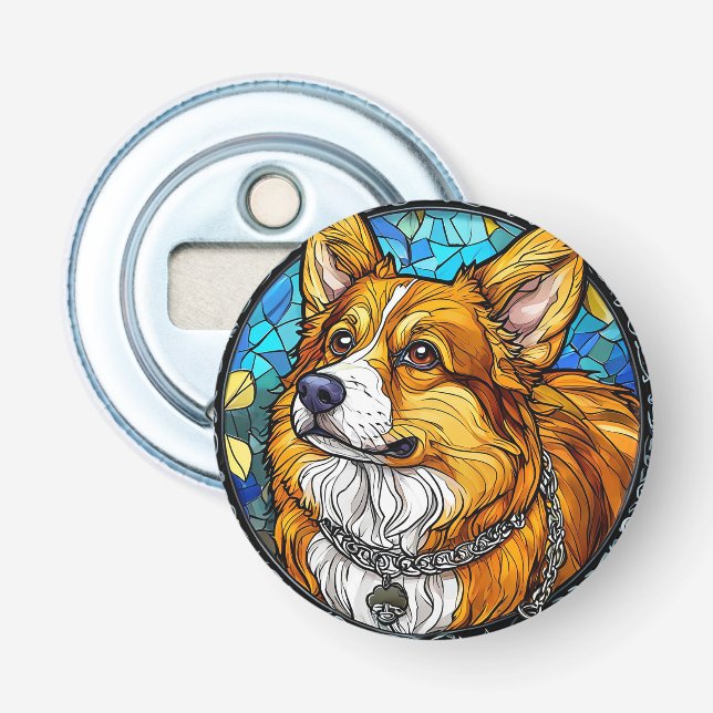 Abrebotellas Retrato de perro Corgi (Anverso)