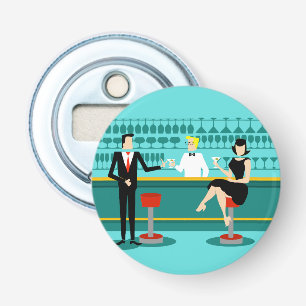 Abrebotellas retro del botón del salón de cócte